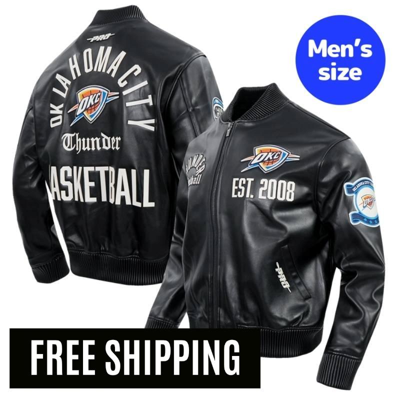 Pro Standard プロスタンダード NBA 正規品 メンズ レザージャケット 革ジャン スタジャン アウター ジャンパー オクラホマシティ・サンダー SGA シェイ OKLAHOMA CITY THUNDER MODERN ORIGINALS MEN'S LEATHER VARSITY JACKET 【送料無料】｜USキッズウェア店
