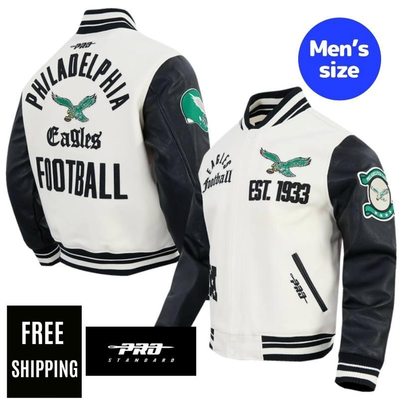 【送料無料】 NFL 正規品 メンズ アウター スタジャン ジャケット フィラデルフィア・イーグルス PHILADELPHIA EAGLES MODERN ORIGINALS MEN'S RIB WOOL VARSITY JACKET プロスタンダード Pro Standard｜USキッズウェア店