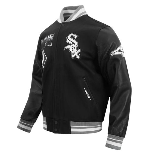 【貨物輸送無料】 MLB 置き目品 メンズ アウター スタジャン 上衣 風の強い町・白いこと靴下 CHICAGO WHITE SOX TURN IT UP MEN\u0027S RIB WOOL VARSITY JACKET 労働者階級標準尺度 Pro Standard