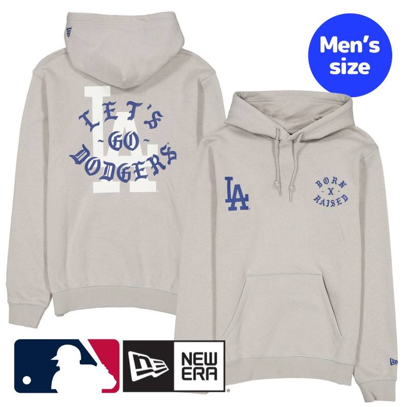 ロサンゼルス・ドジャース 大谷翔平 山本由伸 佐々木朗希 MLB公式 メンズ パーカー フーディー 長袖トップス New Era Born x Raised x Los Angeles Dodgers Gray Hoodie ニューエラ 送料無料