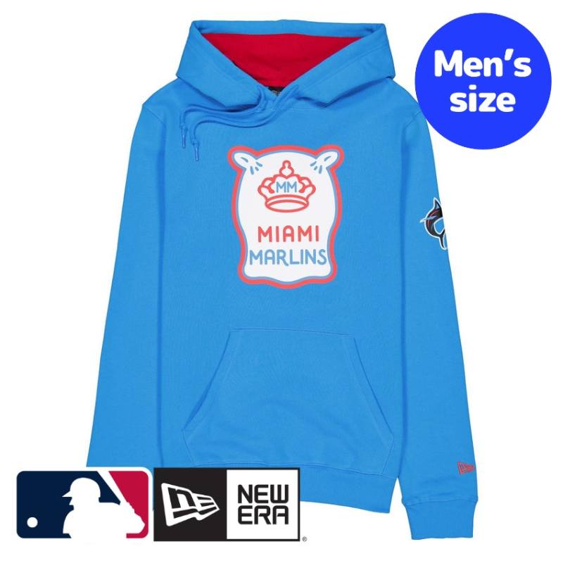 マイアミ・マーリンズ MLB公式 メンズ パーカー フーディー 長袖トップス New Era Miami Marlins City Connect Blue Hoodie ニューエラ 送料無料