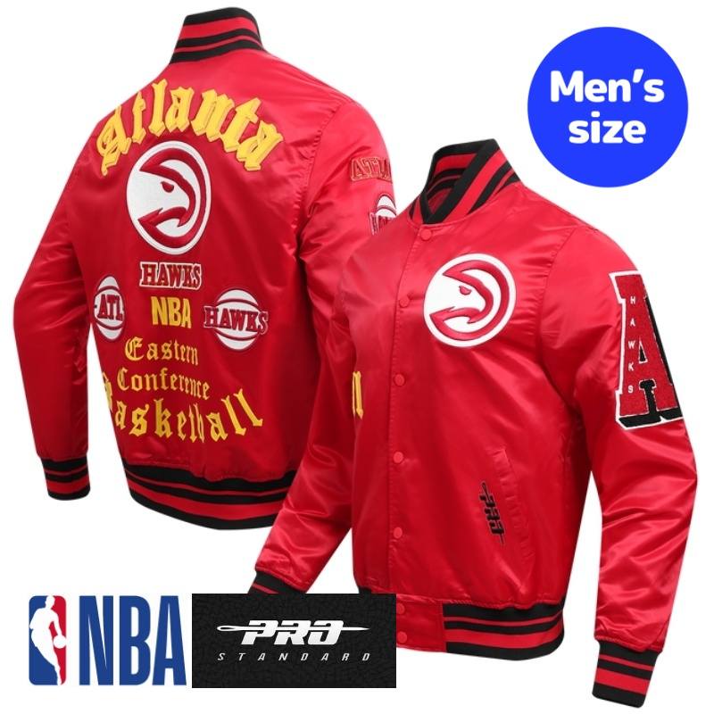 Pro Standard プロスタンダード NBA公式 正規品 メンズ スタジャン ナイロンジャケット アウター ジャンパー アトランタ・ホークス ATLANTA HAWKS OLD ENGLISH MEN'S RIB SATIN JACKET 【送料無料】