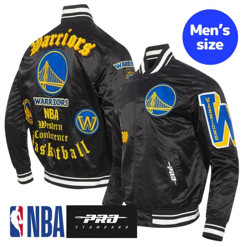 Pro Standard プロスタンダード NBA公式 正規品 メンズ スタジャン ナイロンジャケット アウター ジャンパー ゴールデンステイト・ウォリアーズ ステフィン・カリー GOLDEN STATE WARRIORS OLD ENGLISH MEN'S RIB SATIN JACKET 【送料無料】