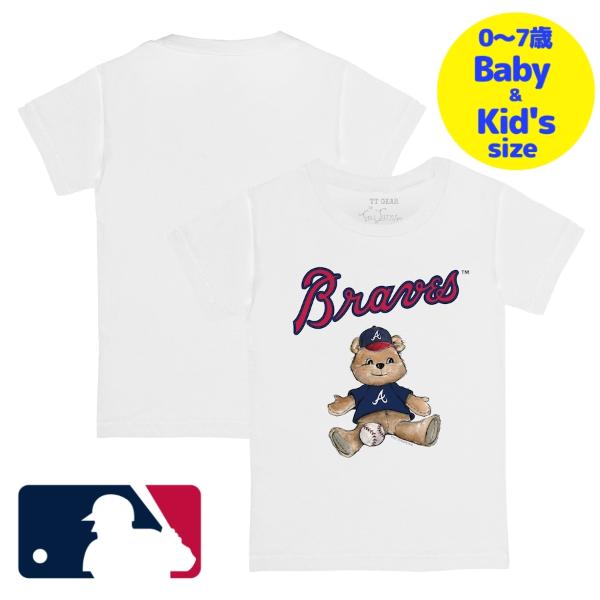 【送料無料】【ベビー・キッズサイズ(0-7歳用)】 MLBオフィシャル ベビー キッズ 子供用Tシャツ 半袖トップス White アトランタ・ブレーブス Atlanta Braves Teddy Boy T-Shirt