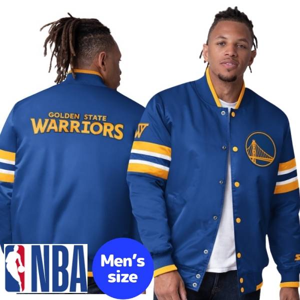 【送料無料】 NBA公式 メンズ アウター バーシティジャケット スタジャン ジャンパー ゴールデンステイト・ウォリアーズ ステフィン・カリー Golden State Warriors Scout Varsity Satin Jacket