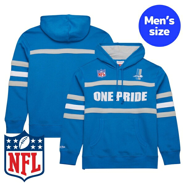 【送料無料】 NFL公式 正規品 メンズ パーカー 長袖トップス フーディー ミッチェルアンドネス Mitchell & Ness デトロイト・ライオンズ Detroit Lions Vintage Logo Head Coach Fleece Pullover Hoodie