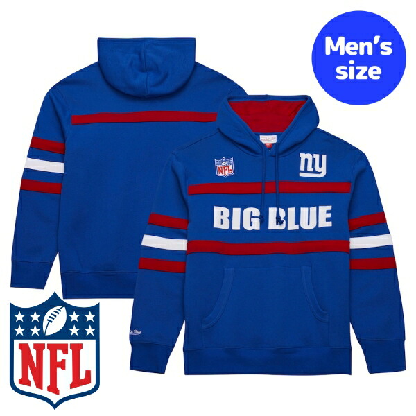 【送料無料】 NFL公式 正規品 メンズ パーカー 長袖トップス フーディー ミッチェルアンドネス Mitchell & Ness ニューヨーク・ジャイアンツ New York Giants Vintage Logo Head Coach Fleece Pullover Hoodie
