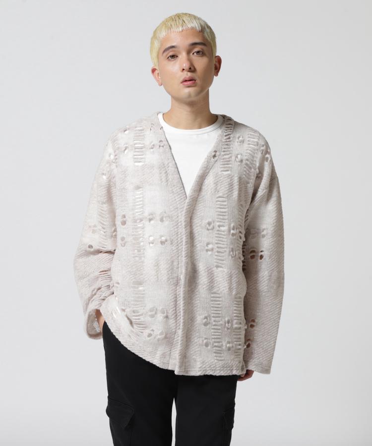 ★SALE｜【B'2nd】LUSOR（ルーソル）WOOL NYLON DAMEGE CD ダメージ風カーディガン ※セール/アウトレット品につき交換 返品不可