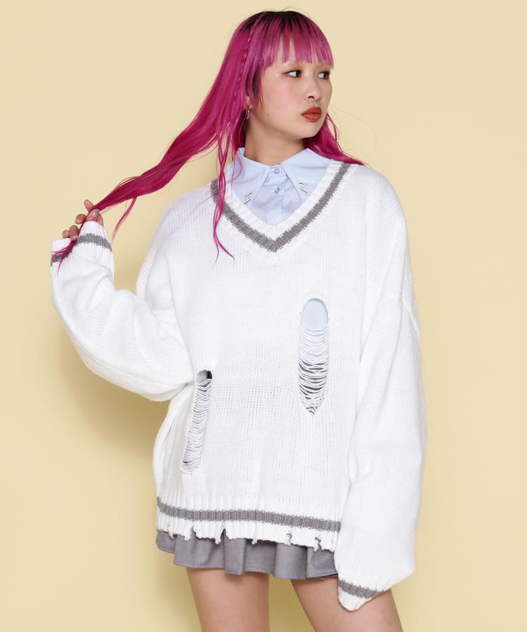 ★SALE【LHP】NORA/ノラ/ダメージニット ※セール/アウトレット品につき交換 返品不可