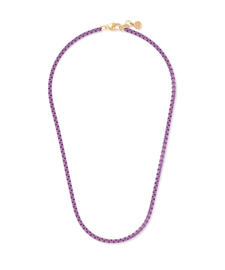 【LHP】MIKSHIMAI/ミクシマイ/COLOR CHAIN 001 ネックレス チャンキー ボックスチェーン スタンダードジュエリー マット質感 ゴールドトーンメタル シンチュウ ニッケルフリー 韓国発 ラベンダー7 ホワイト ピンク ミント9 紫 白 緑 レディース ユニセックス 国内正規品|US ONLINE 店