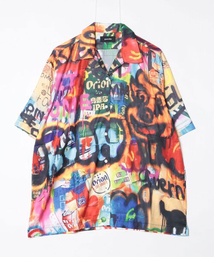 【RoyalFlash】guernika/ゲルニカ/ORION THE DRAFT ART ALOHA SHIRT/ アロハシャツ 半袖シャツ 開襟 オープンカラー オリオンビール コラボ グラフィック コラージュプリント 総柄 マルチカラー メンズ ユニセックス 国内正規品|US ONLINE 店