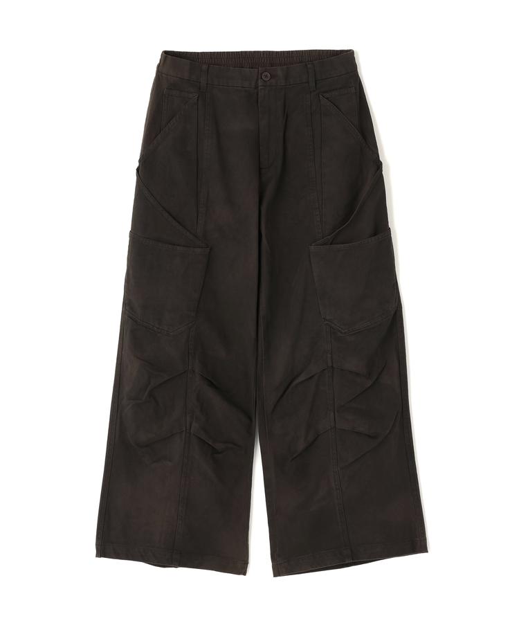 ★SALE 【LHP】【WEB&DEPOT限定】DankeSchon/ダンケシェーン/TWILL PROCESSING PANTS ワイドパンツ ツイル ギミック カーゴパンツ ギャザー ヴィンテージ加工 メンズ レディース カーキ ブラウン ブラック 即納 ※セール/アウトレット品につき交換 返品不可｜US ONLINE 店