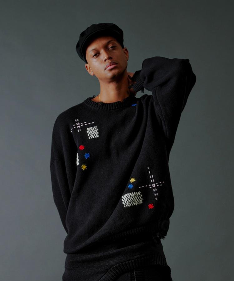 【BEAVER】B omnivore/ビーオムニボー　HAND STITCH CREWNECK KNIT ハンドステッチクルーネックニット
