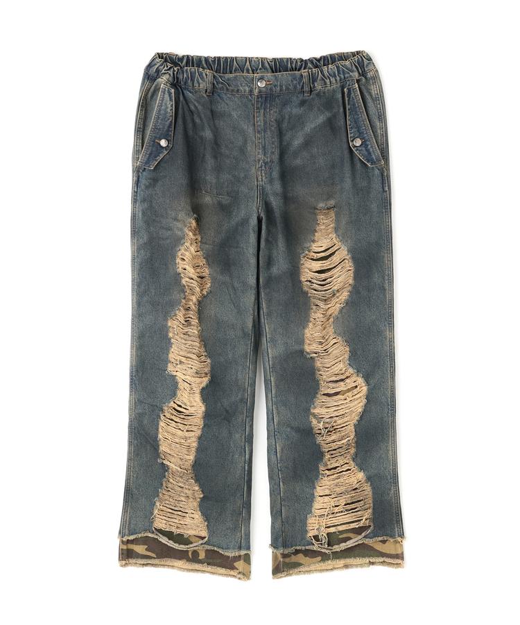 【LHP】NOT4NERD/ノットフォーナード/CAMO LAYERED DESTROYED DENIM PANTS 15,048円