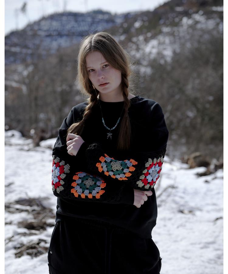 【B’2nd】DISCOVERED(ディスカバード) 別注 CROCHET SLEEVE SWEAT