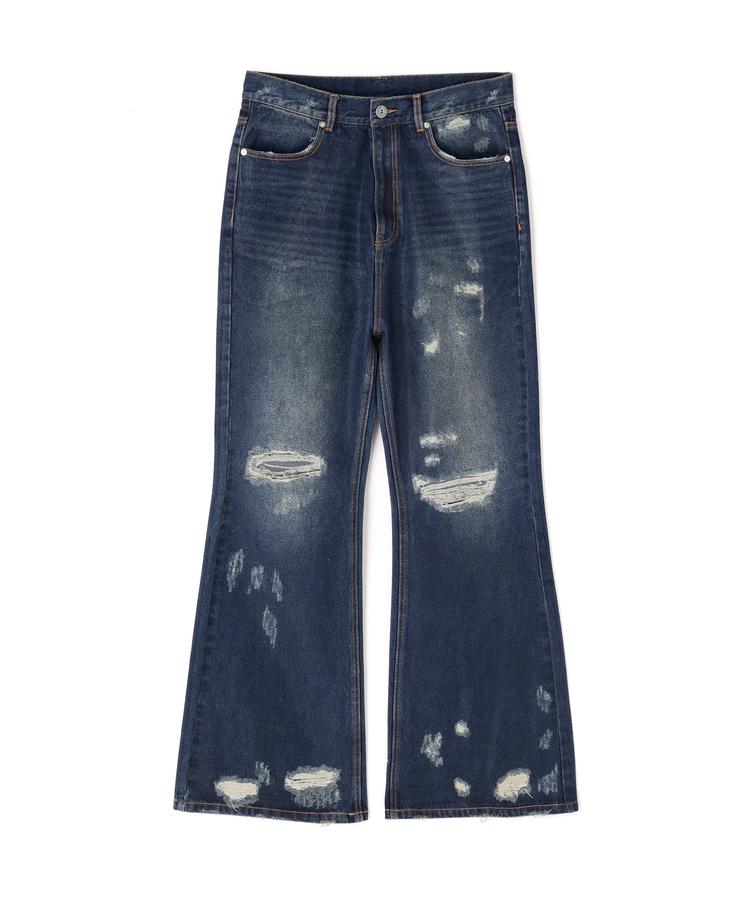 【RoyalFlash】FR(13)NDS/フレンズ/BLUE COATING FLARE PT デニムパンツ ジーンズ フレア クラッシュ ダメージ コーティング加工 スタイルアップ モード ストリート メンズ レディース ブルー 110 新作 即納 国内正規品｜US ONLINE 店 23,760円