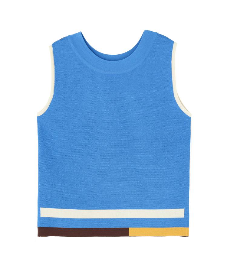 【B&rsquo;2nd】AULA AILA（アウラ アイラ）別注2WAY SLEEVELESS KNIT ノースリーブ スリーブスリーブレス タンクトップ キャミソール アメリカンスリーブ レディース トップス ブルー 水色｜US ONLINE 店