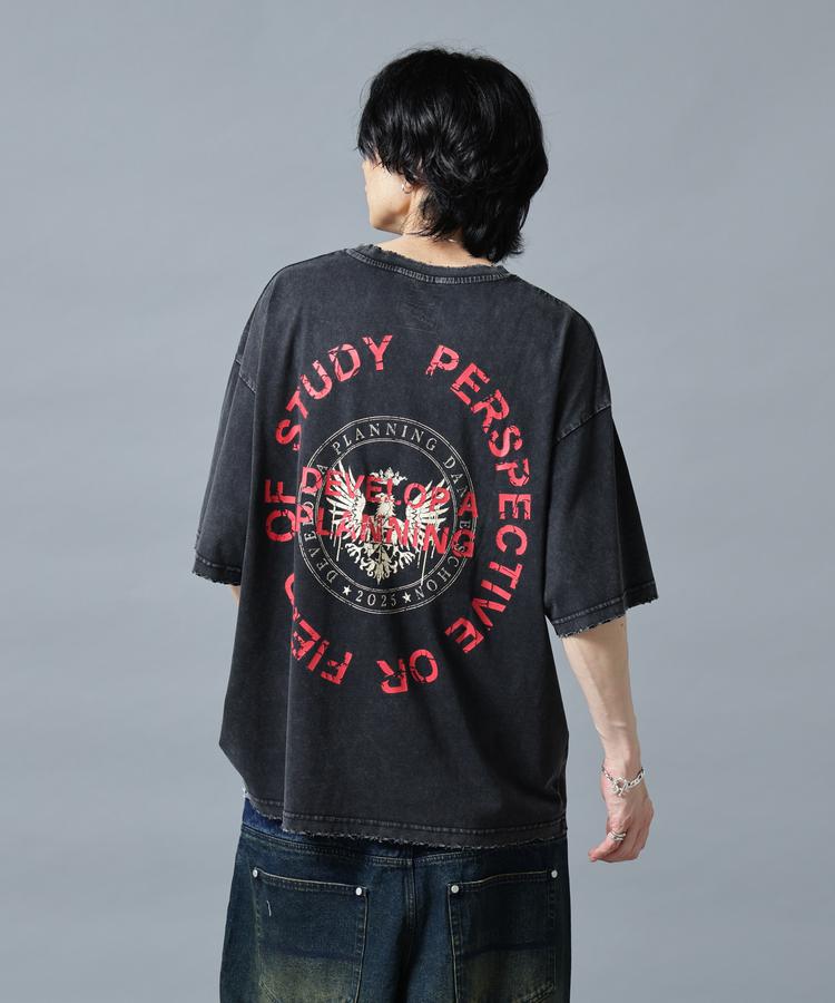 【LHP】DankeSchon/ダンケシェーン/BRUST METACLUB TEE Tシャツ 半袖 カットソー ロゴプリント バックプリント ピグメント加工 フェード感 オーバーサイズ ビンテージ風 ストリート モード コットン 綿100% ブラック 黒 メンズ レディース ユニセックス 正規取扱｜US ONLINE 店