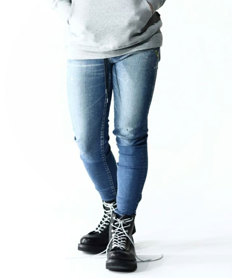 【B'2nd】SURT/サート/★RED グリッターデニム メンズ ジーンズ パンツ スキニー ストレッチ BIGJOHN ビッグジョン ダメージ ペイント 伸びる