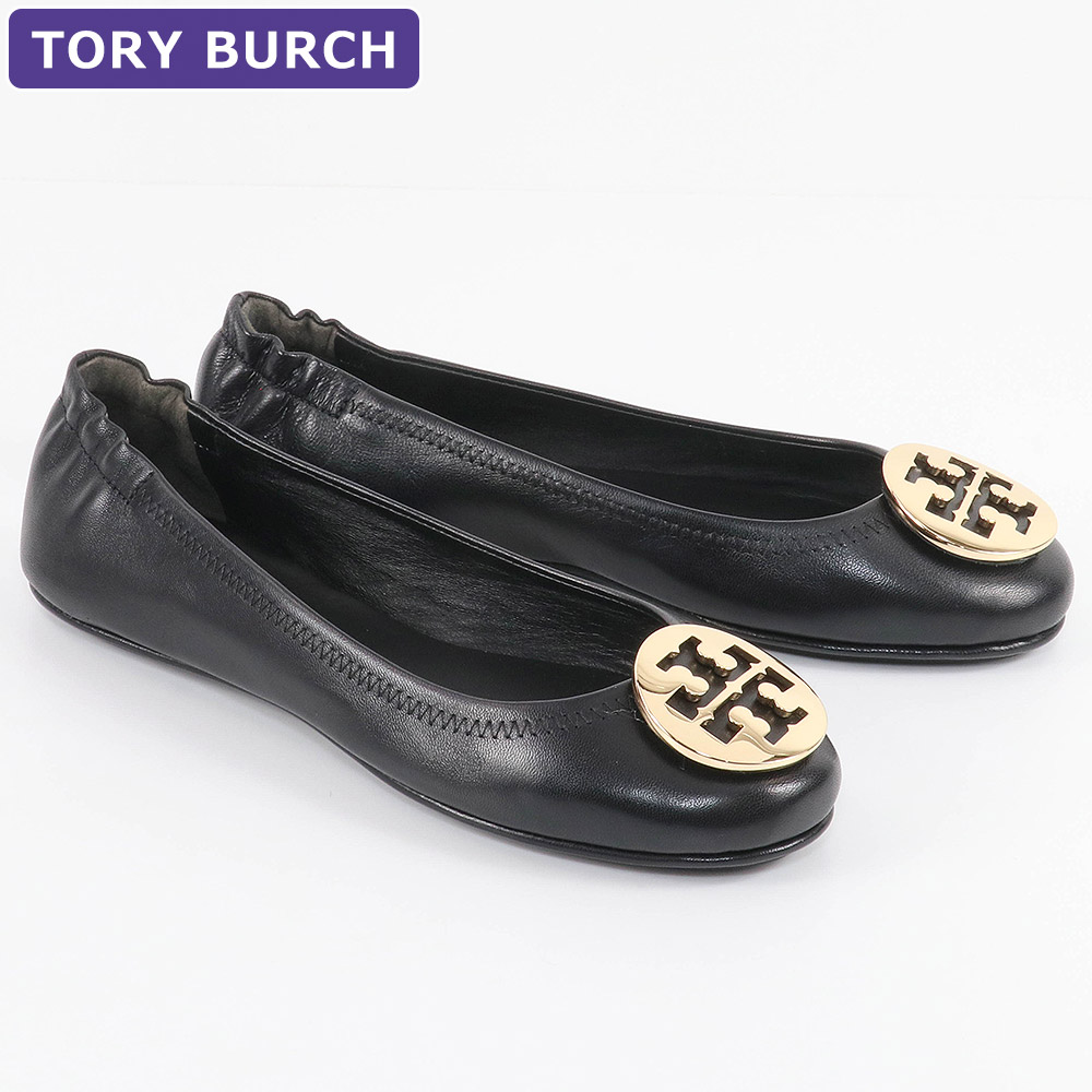 トリーバーチ 黒 エナメル バレエシューズ フラット TORY BURCH トリーバーチ 黒エナメルバレーシューズ 24.5cm バレエ