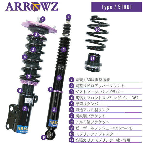 Arrowz 車高調 Zvw30 プリウス 全長調整式車高調 アローズ車高調