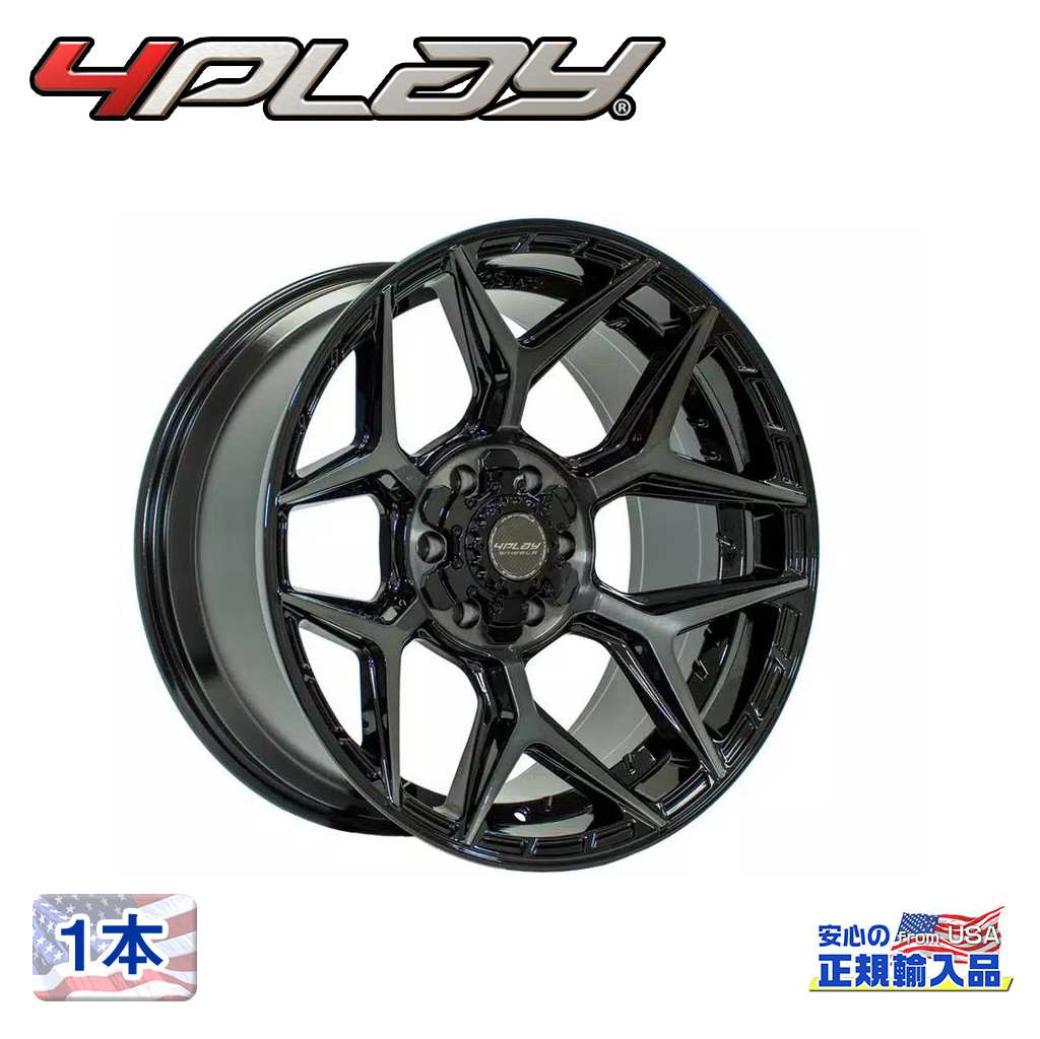 【4PLAYWHEELS(4プレイ)正規品】 22インチアルミホイール 1本 Gen3/4P06 22×10 5H127 -18 CB87.1 グロスブラック/ブラッシュドスポークフェイス 汎用