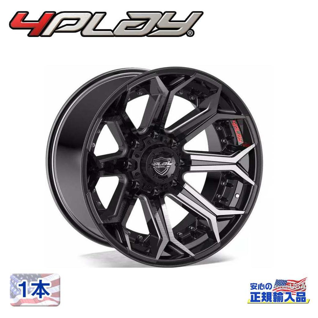 【4PLAYWHEELS(4プレイ)正規品】 22インチアルミホイール 1本 Gen2/4P80R 22×12 5H127 -44 CB87 グロスブラック/ブラッシュドスポークフェイス・ダークティント 汎用