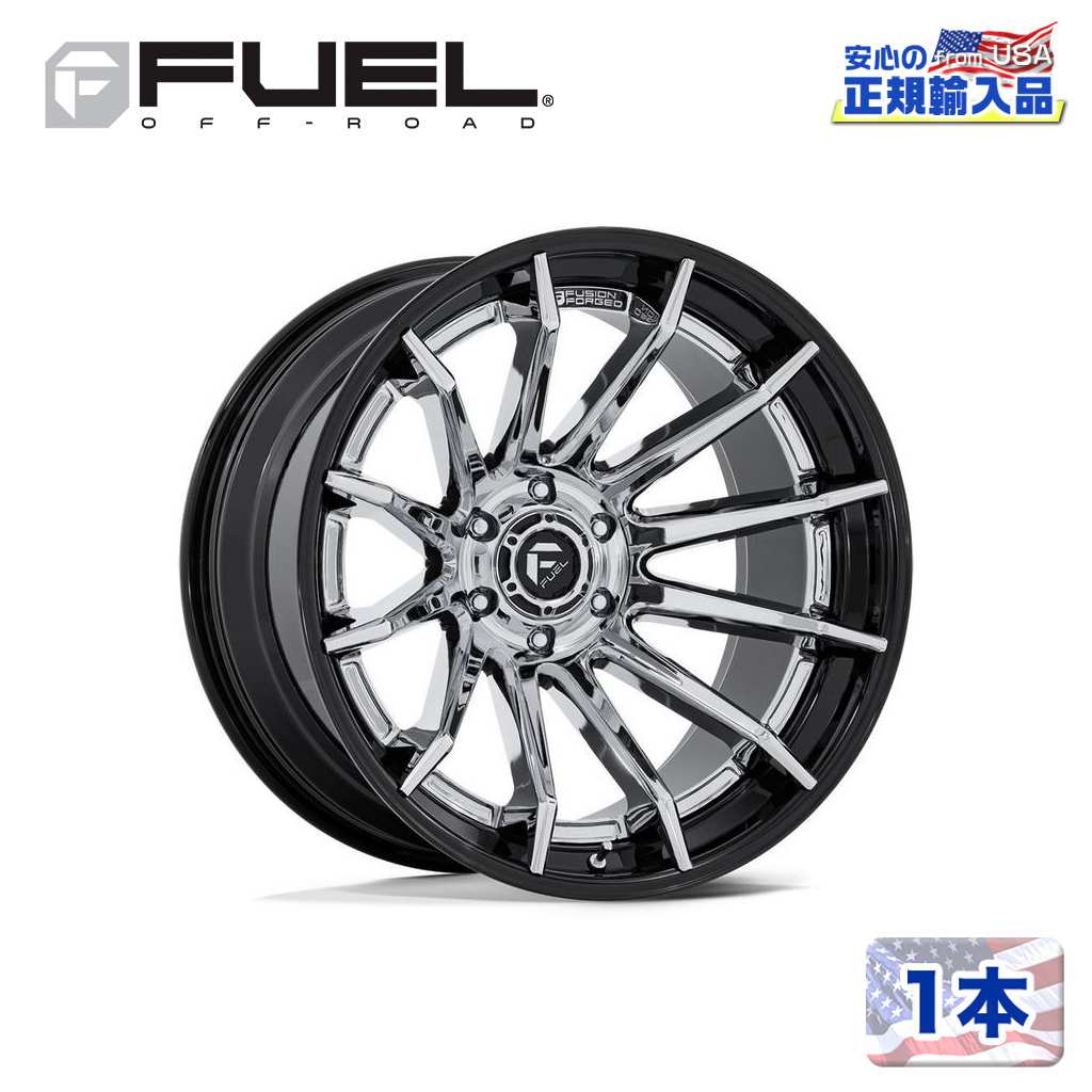【FUEL OFFROAD (フューエルオフロード) 正規代理店】 24インチホイール 1本 FC403 BURN 24×12 6H 135 -44 CB87.1 CHROME W/ GLOSS BLACK LIP(クローム/グロスブラックリップ) 汎用/FC403PB24126344N