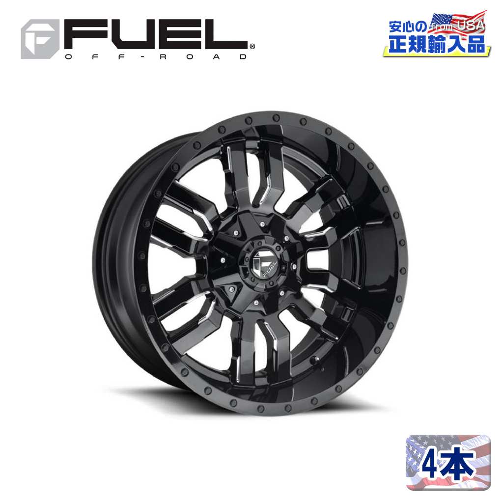 【FUEL OFFROAD (フューエルオフロード) 正規代理店】 18インチアルミホイール 4本セット D595 SLEDGE スレッジ 18×9 8H180 +20 CB124.2 グロスブラックミルド 汎用/D59518901857