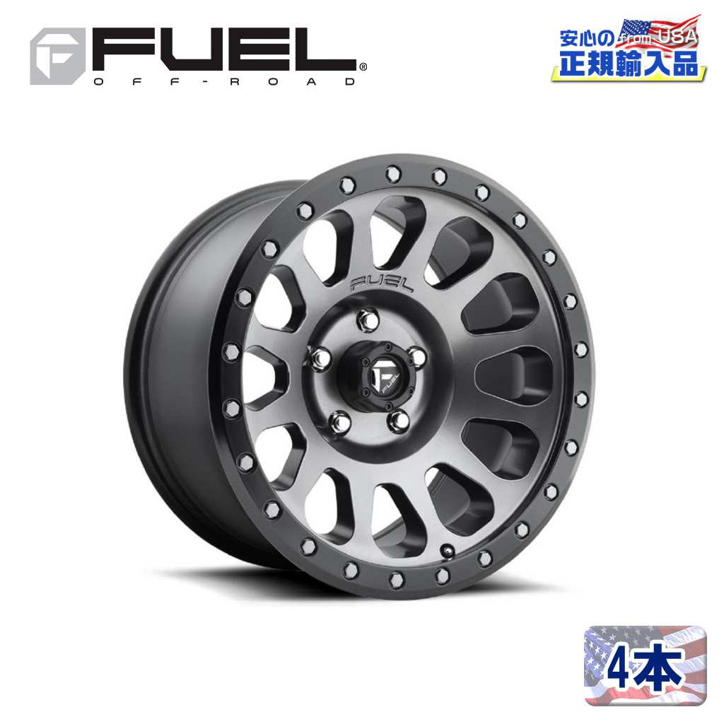 【FUEL OFFROAD (フューエルオフロード) 正規代理店】18インチアルミホイール 4本セットD601 VECTOR ベクター18&times;9 6H139.7 +1 CB108MATTE GUN METAL BLACK BEAD RING 汎用/D60118908350｜USATIRESHOP
