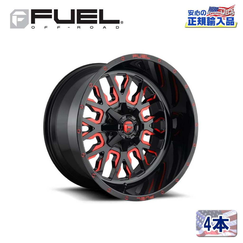 【FUEL OFFROAD (フューエルオフロード) 正規代理店】 20インチアルミホイール 4本セット D612 STROKE ストローク 20×9 6H120/139.7 +19 CB78.1 GLOSS BLACK RED TINTED CLEAR 汎用/D61220906957