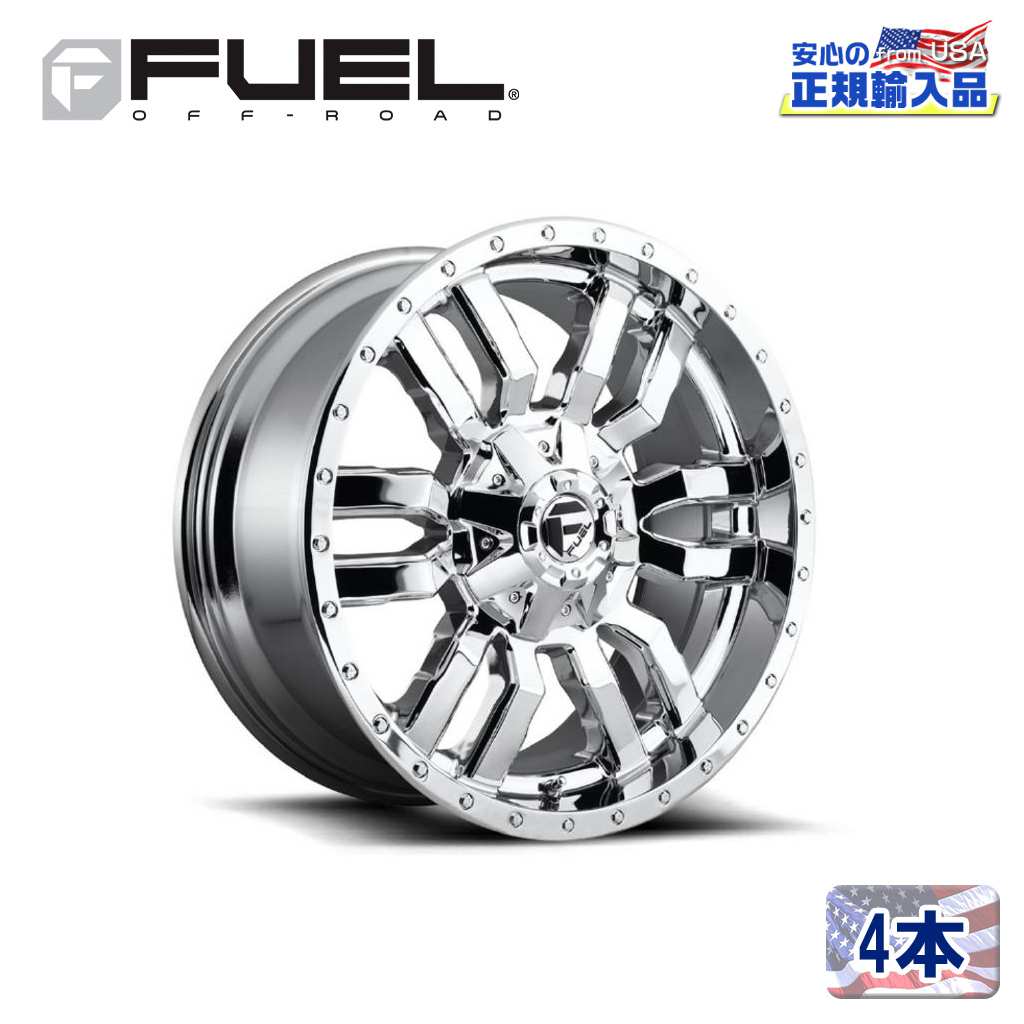 【FUEL OFFROAD (フューエルオフロード) 正規代理店】20インチアルミホイール 4本セットD631 SLEDGE スレッジ20&times;10 8H170 -18 CB125.1CHROME PLATED 汎用/D63120001747｜USATIRESHOP