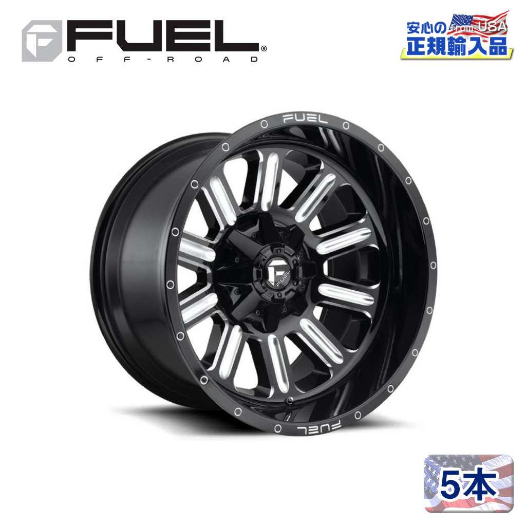 【FUEL OFFROAD (フューエルオフロード) 正規代理店】 20インチアルミホイール 5本セット D620 HARDLINE ハードライン 20×9 6H135/139.7 +20 CB106.1 グロスブラックミルド 汎用/D62020909857