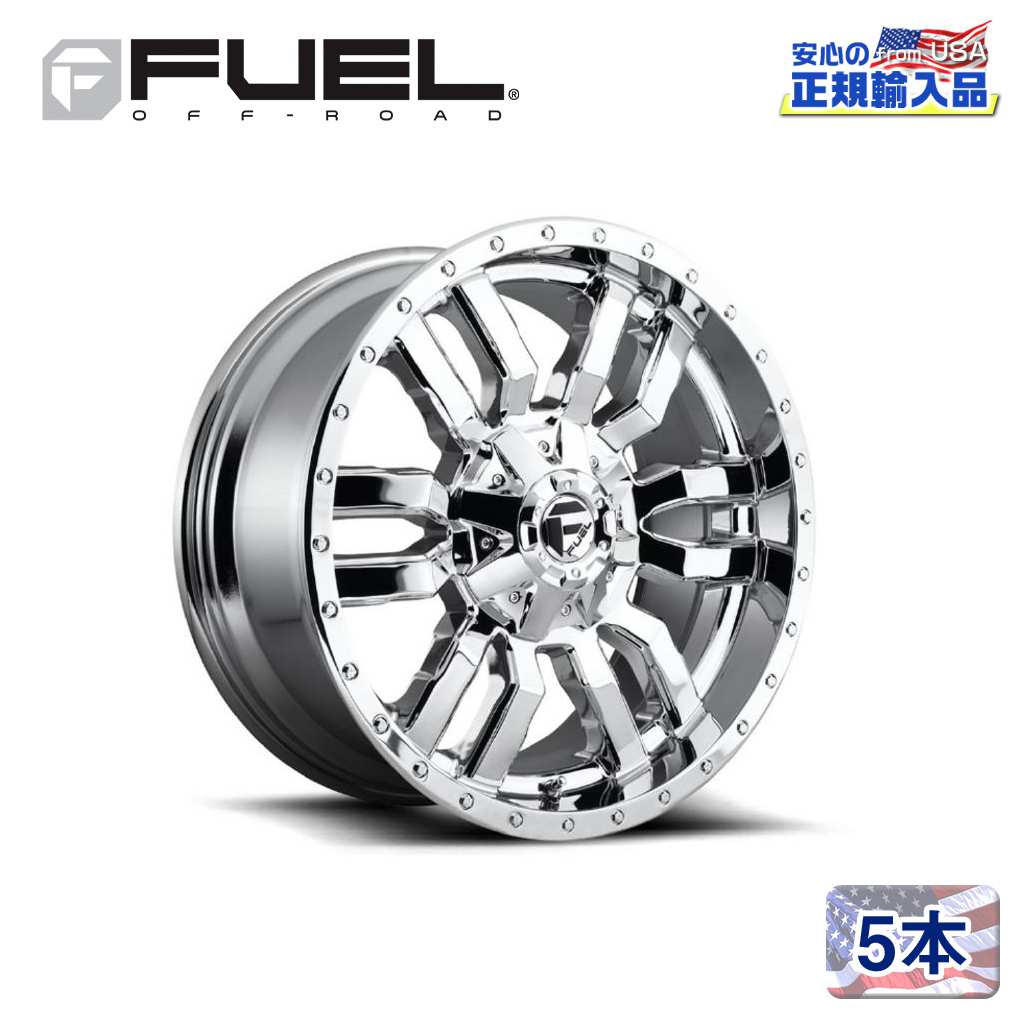 【FUEL OFFROAD (フューエルオフロード) 正規代理店】 20インチアルミホイール 5本セット D631 SLEDGE スレッジ 20×9 8H180 +20 CB124.2 CHROME PLATED 汎用/D63120901857