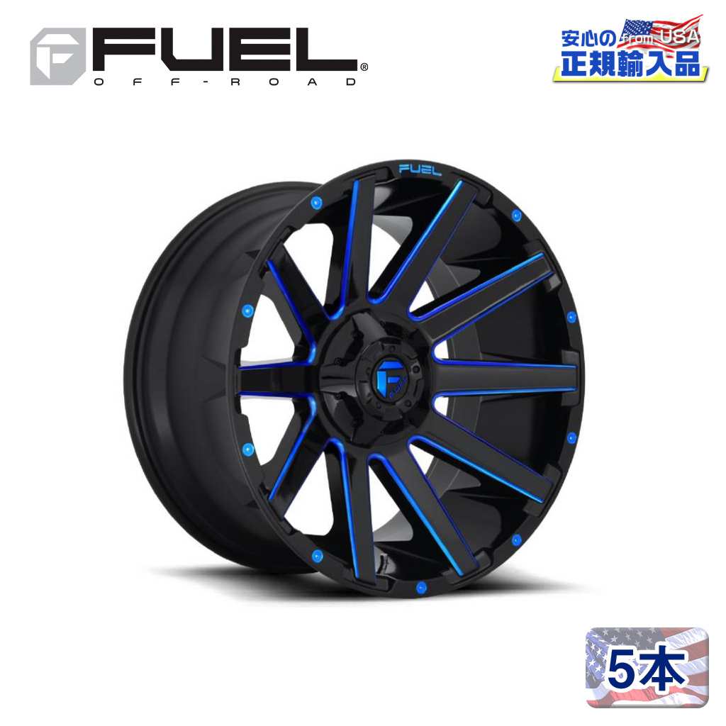 【FUEL OFFROAD (フューエルオフロード) 正規代理店】 20インチアルミホイール 5本セット D644 CONTRA コントラ 20×9 6H135/139.7 +2 CB106.1 GLOSS BLACK BLUE TINTED CLEAR 汎用/D64420909849