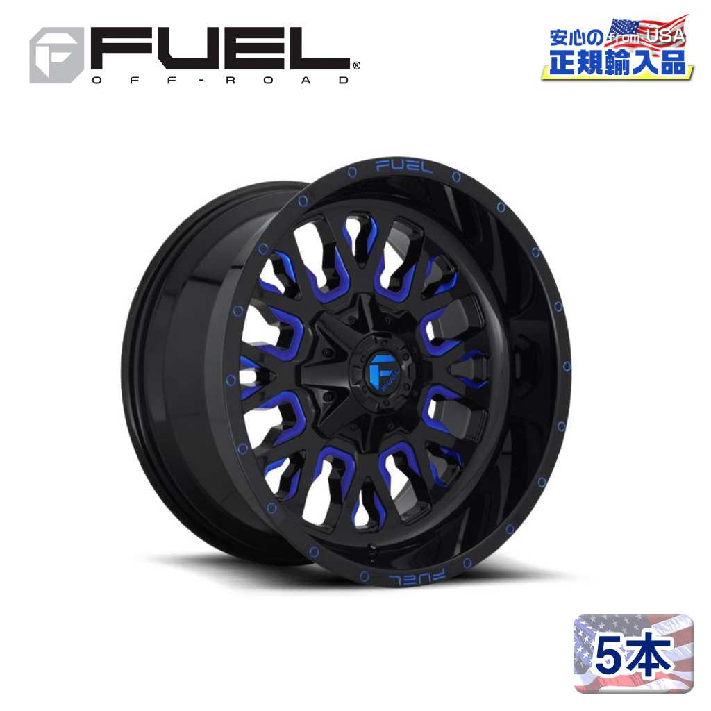 【FUEL OFFROAD (フューエルオフロード) 正規代理店】 20インチアルミホイール 5本セット D645 STROKE ストローク 20×9 6H135/139.7 +20 CB106.1 GLOSS BLACK BLUE TINTED CLEAR 汎用/D64520909857