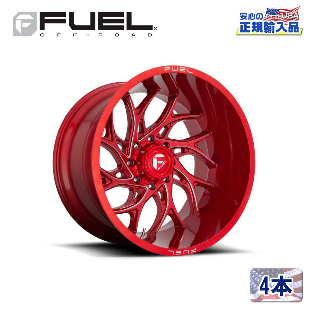 【FUEL OFFROAD (フューエルオフロード) 正規代理店】 20インチアルミホイール 4本セット D742 RUNNER 20×8.25 8H165.1 +105 CB121.6 CANDY RED MILLED 汎用/D74220828D