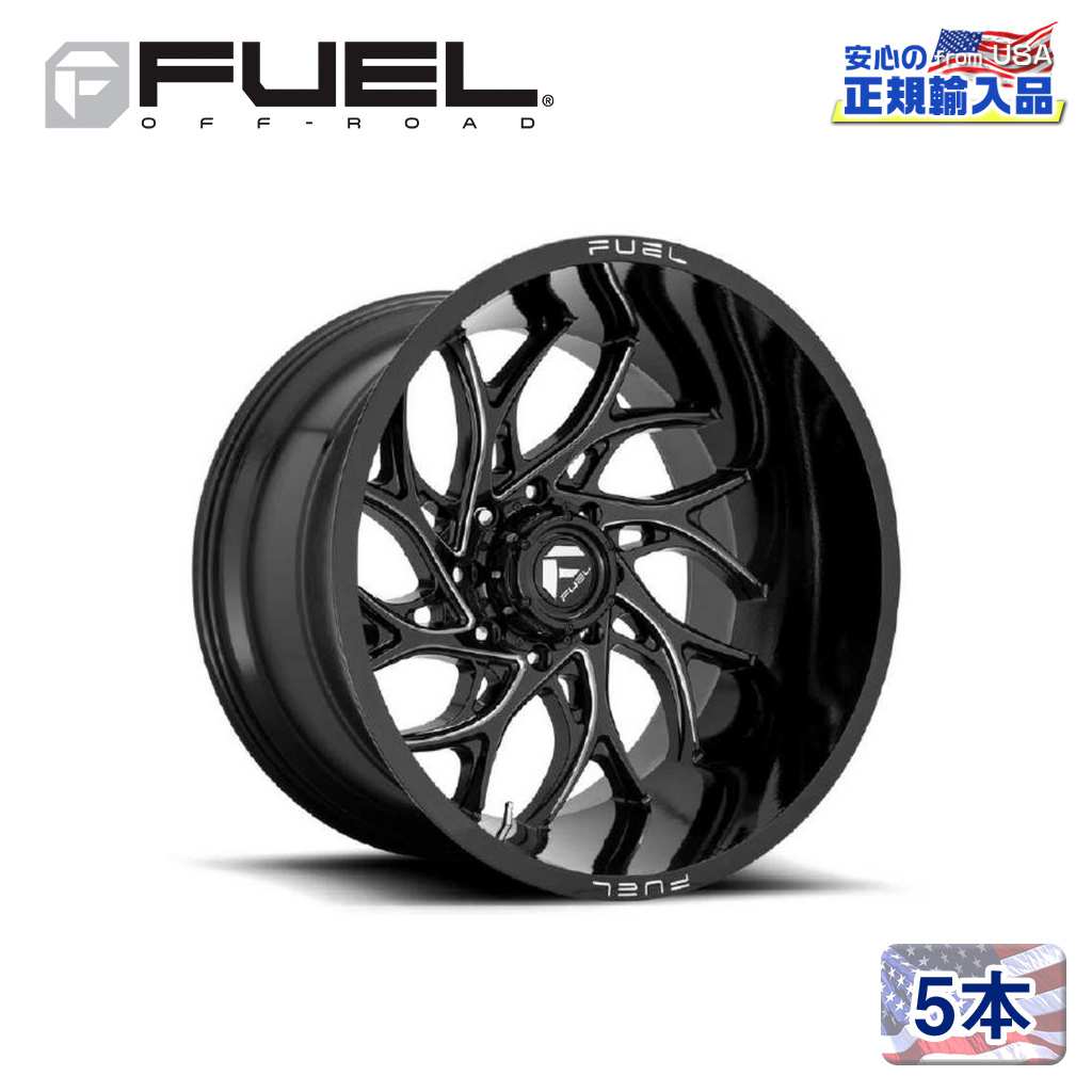 【FUEL OFFROAD (フューエルオフロード) 正規代理店】22インチアルミホイール 5本セットD741 RUNNER22×10 6H139.7 -18 CB106.1グロスブラックミルド 汎用/D74122008447|USATIRESHOP