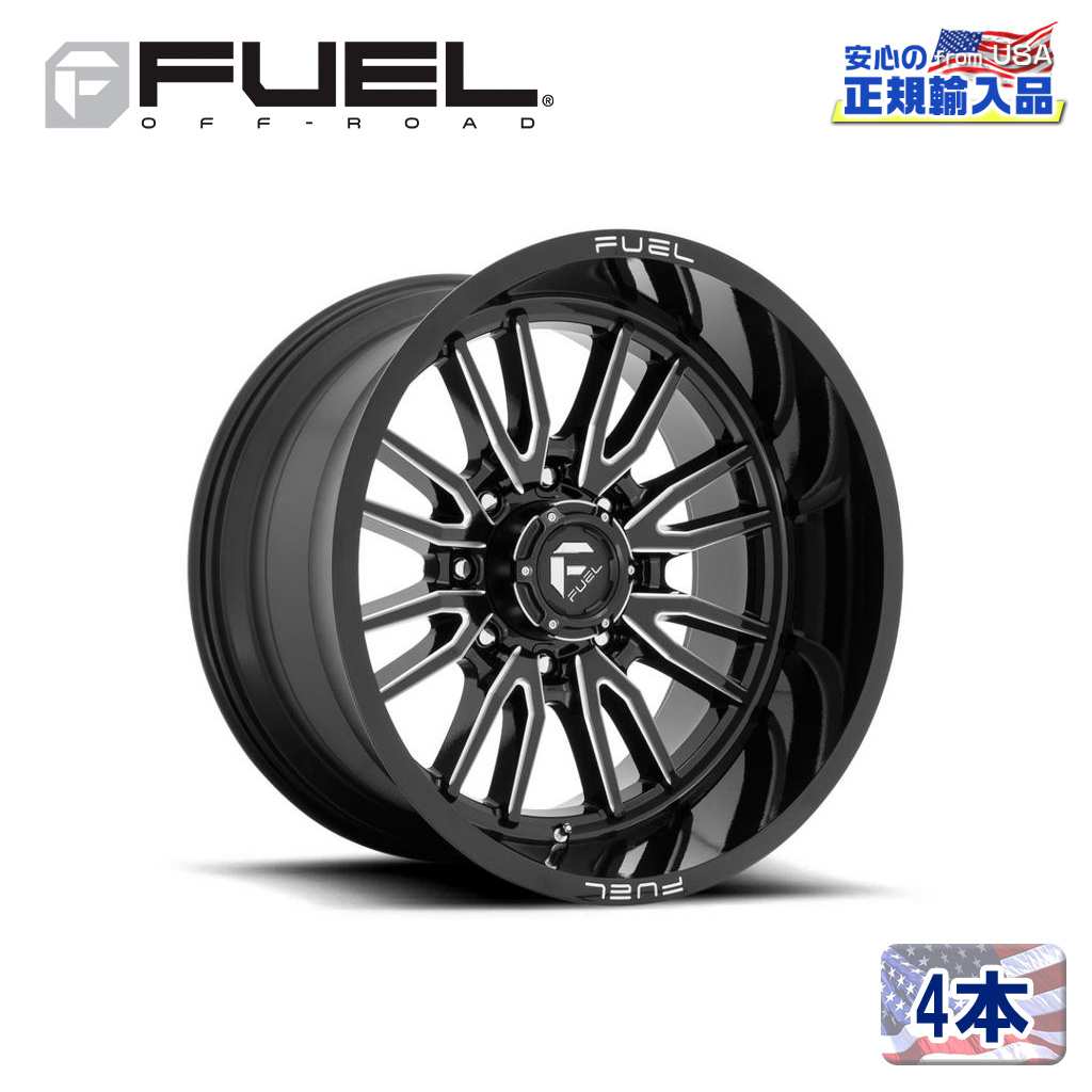 【FUEL OFFROAD（フューエルオフロード）正規輸入総代理店】20インチアルミホイール 4本汎用 D761 CLASH8 クラッシュエイト グロスブラックミルド20&times;9 8H 180 +20 CB124.2｜USATIRESHOP