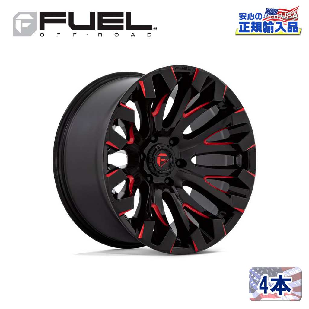 【FUEL OFFROAD（フューエルオフロード）正規輸入総代理店】20インチアルミホイール 4本汎用 D829 QUAKE クエイク グロスブラックミルド/レッドティント20&times;9 8H 165.1 +1 CB125.1｜USATIRESHOP