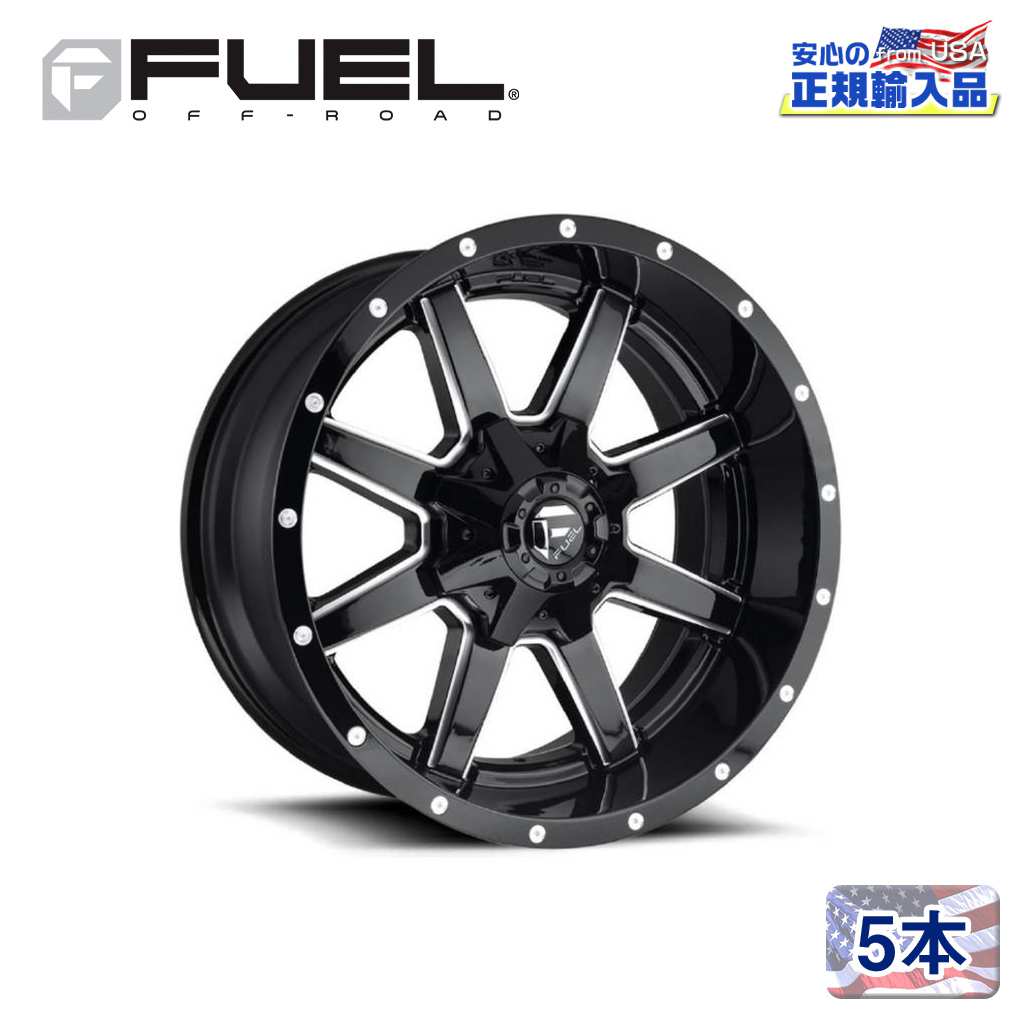 【FUEL OFFROAD(フューエルオフロード)正規輸入総代理店】 17インチアルミホイール 5本 汎用 D610 MAVERICK マーベリック グロスブラックミルド 17×8.5 5H 108/127 +25 CB71.5