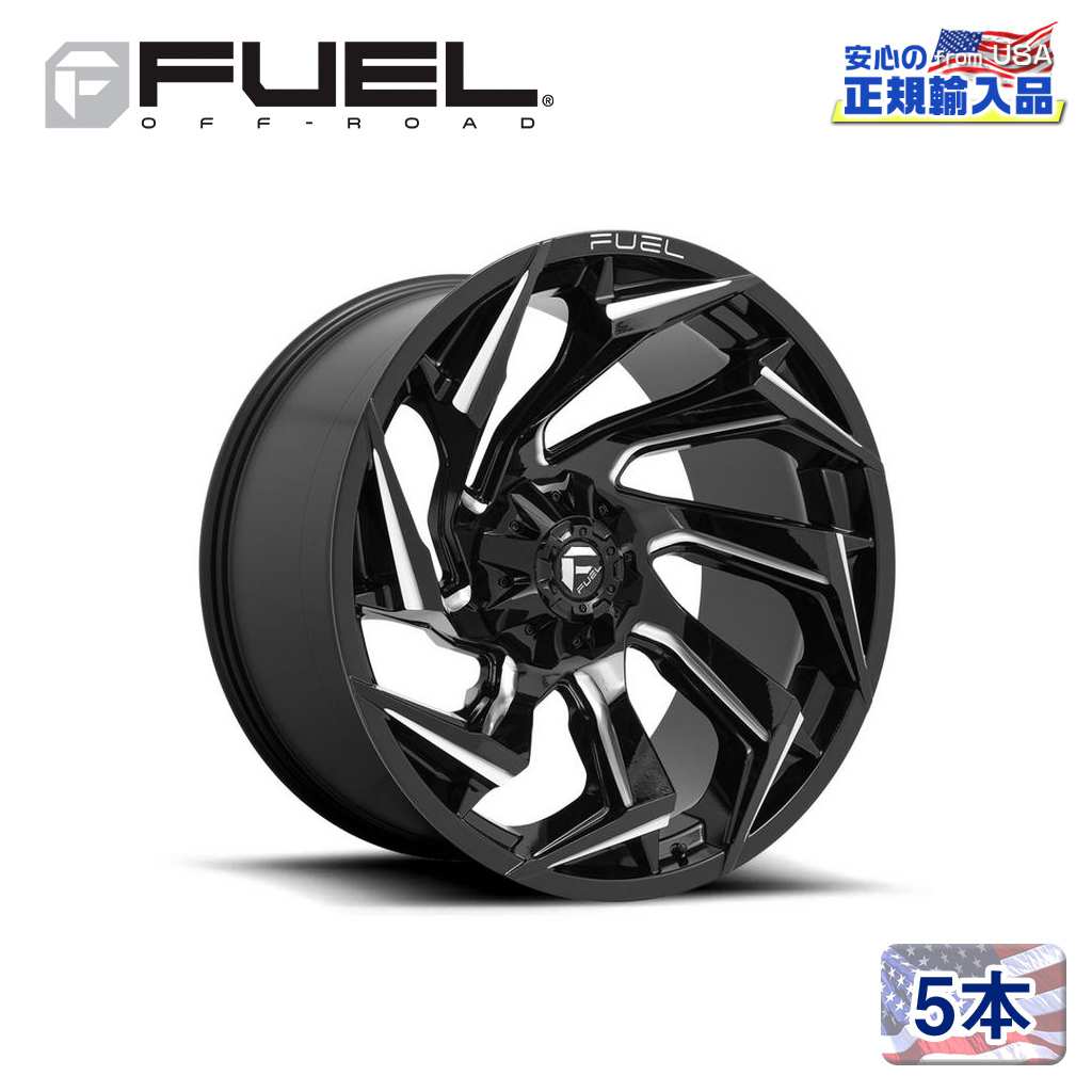 【FUEL OFFROAD（フューエルオフロード）正規輸入総代理店】22インチアルミホイール 5本汎用 D753 REACTION リアクション グロスブラックミルド22&times;10 6H 135/139.7 -18 CB106.1｜USATIRESHOP