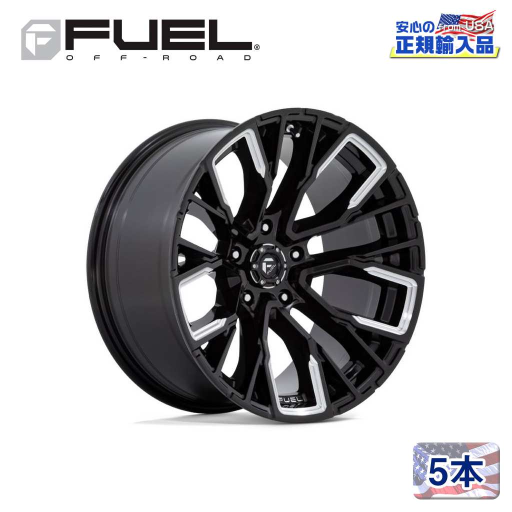 【FUEL OFFROAD（フューエルオフロード）正規輸入総代理店】 20インチアルミホイール 5本 汎用 D849 REBAR5 リーバーファイブ グロスブラックミルド 20×10 5H 127 -18 CB71.5