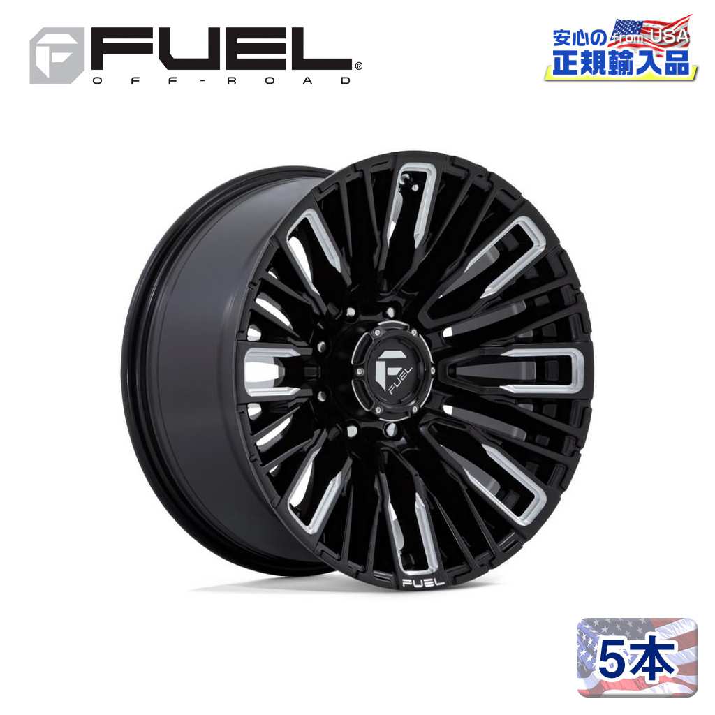 【FUEL OFFROAD（フューエルオフロード）正規輸入総代理店】 20インチアルミホイール 5本 汎用 D849 REBAR8 リーバーエイト グロスブラックミルド 20×10 8H 170 -18 CB125.1