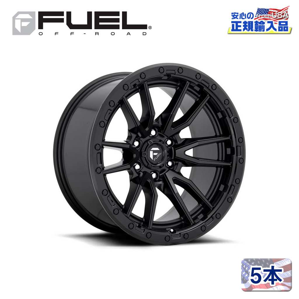 【FUEL OFFROAD（フューエルオフロード）正規輸入総代理店】 22インチアルミホイール 5本 汎用 D679 REBEL6 レベル マットブラック 22×12 6H 139.7 -44 CB106.1