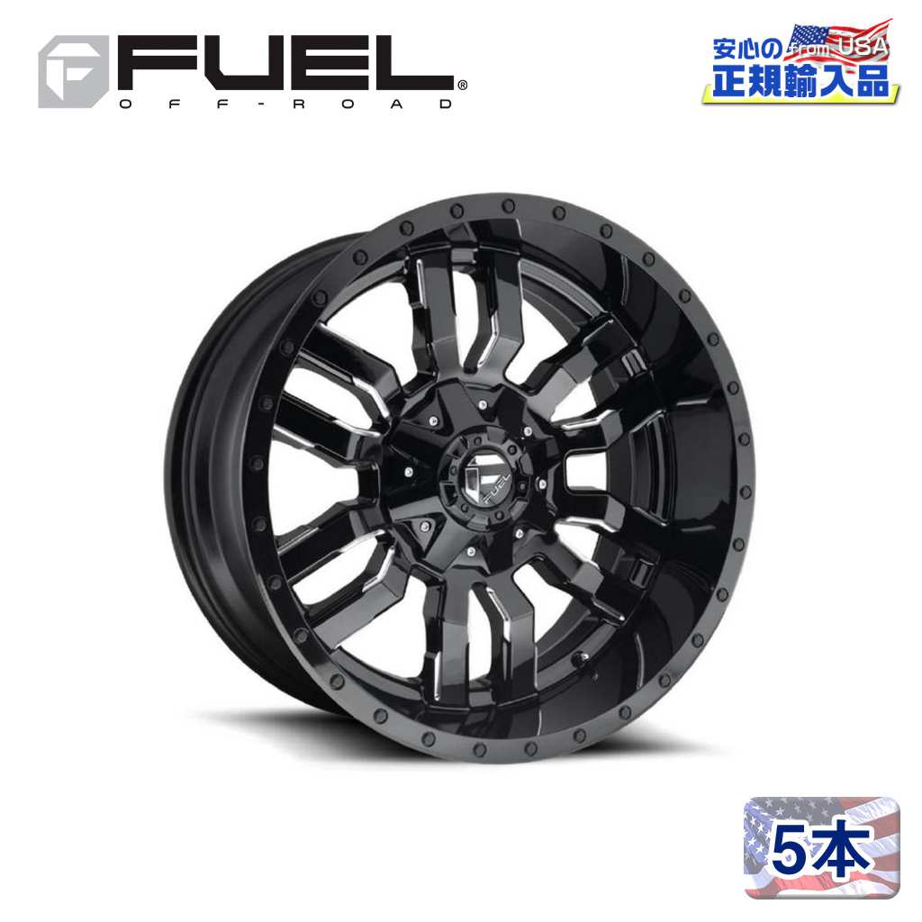 【FUEL OFFROAD（フューエルオフロード）正規輸入総代理店】22インチアルミホイール 5本汎用 D595 SLEDGE スレッジ グロスブラックミルド22&times;9.5 6H 135/139.7 +19 CB106.1｜USATIRESHOP