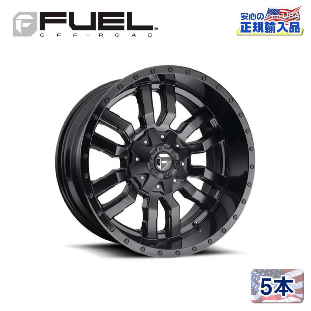 【FUEL OFFROAD（フューエルオフロード）正規輸入総代理店】 22インチアルミホイール 5本 汎用 D596 SLEDGE スレッジ マットブラック/グロスブラックリップ 22×10 6H 135/139.7 +10 CB106.1