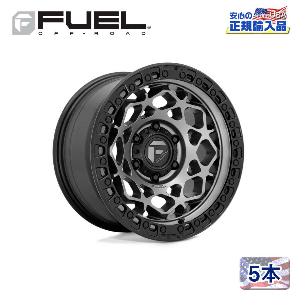 【FUEL OFFROAD（フューエルオフロード）正規輸入総代理店】 17インチアルミホイール 5本 汎用 D784 UNIT ユニット ガンメタルW/マットブラックリング 17×9 6H 139.7 +1 CB106.1