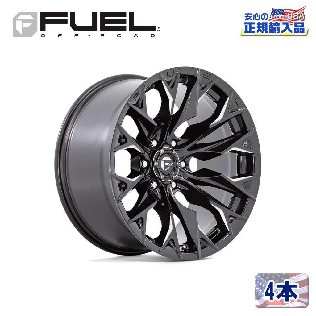 【FUEL OFFROAD (フューエルオフロード) 正規代理店】 22インチアルミホイール 4本セット D803 FLAME 6(フレーム シックス) 22×12 6H135 -44 CB87.1 グロスブラックミルド 汎用/D80322208947