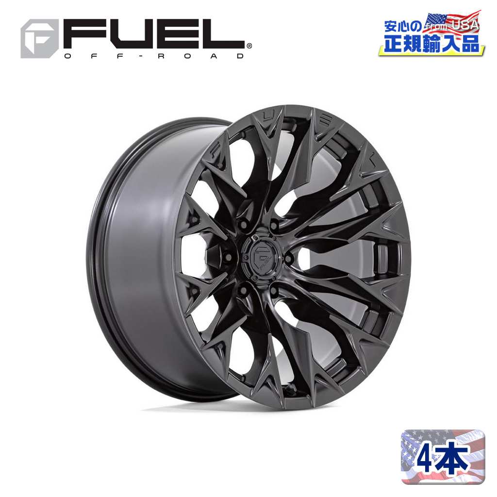 【FUEL OFFROAD (フューエルオフロード) 正規代理店】 22インチアルミホイール 4本セット D804 FLAME 6(フレーム シックス) 22×12 6H135 -44 CB87.1 ブラックアウト 汎用/D80422208947